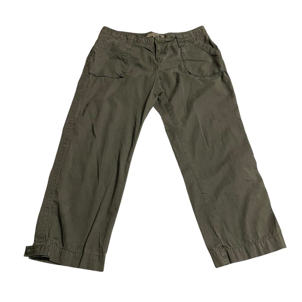 Old Navy Womens Size 10 Olive Green Mid Rise Crop Pants Zip Fly Lightweight Pant